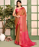 Magenta Gadwal Cotton Silk Checks Woven Saree