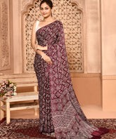 Maroon Modal Silk Saree with Ajrakh Print